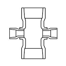 10" x 4" Sch 40 PVC Reducing Cross Soc 420-624F (Fabricated Fitting)