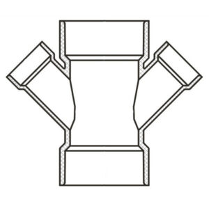 6" x 4" Sch 40 PVC Reducing Double Wye Soc 476-532F (Fabricated Fitting)