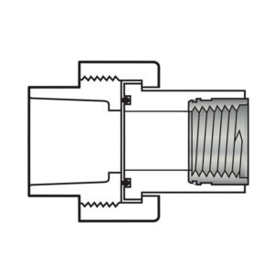 1-1/4" Sch 40 PVC Transition Union - Soc x Fipt w/ Brass Thread & EPDM O-ring Seal 499-012SR